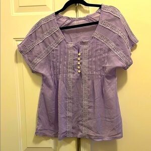 Lavender Lace Trim Blouse large darker picture lavender truer L 24 chest 40